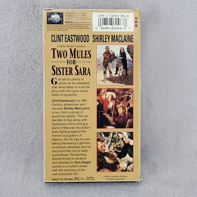 TWO MULES FOR Sister Sara VHS 1969 / 1992 Clint Eastwood Shirley ...