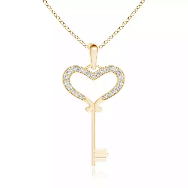 ANGARA LAB-GROWN 0.13 Ct Pave-Set Diamond Heart Key Pendant Necklace in ...