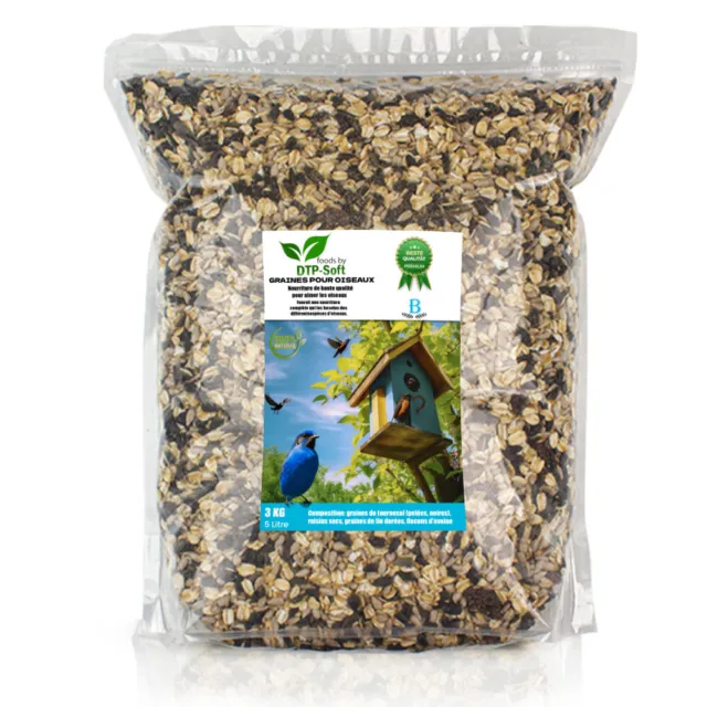 3 kg de nourriture pour oiseaux sauvages, mélange de graines pour oiseaux, MIX-B