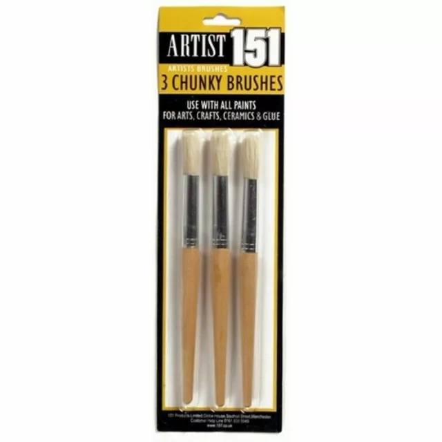 Ensemble de 3 brosses à peinture volumineuses pour artistes pointe ronde brosse école enfant art artisanat Royaume-Uni