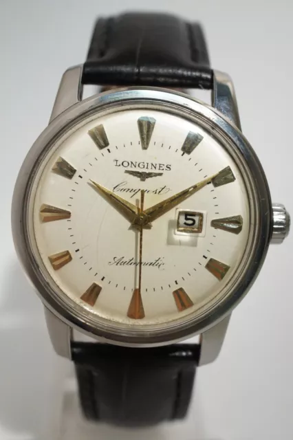 LONGINES CONQUEST AUTOMATIQUE à QUANTIÈME EN ACIER, CALIBRE 19ASD, 1956