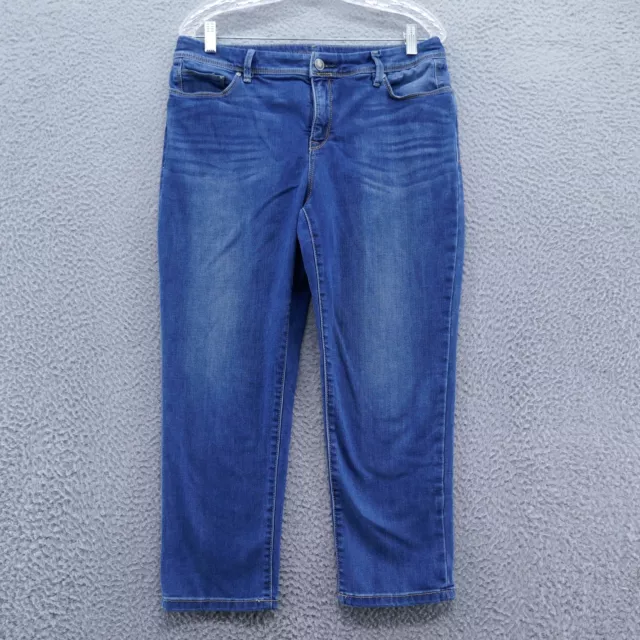 Chicos Womens Jeans So Slimming Girlfriend Slim Leg Crop Blue 4 ES