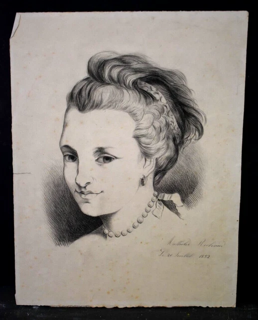 Tableau Ancien Aquarelle XIXème - Portrait D'une Vieille Dame Assise