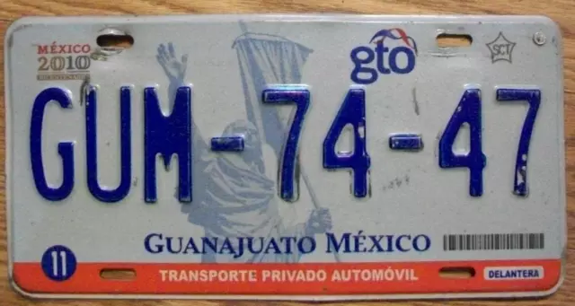 SINGLE MEXICO state of GUANAJUATO LICENSE PLATE - 2008/15  GUM-74-47 - AUTOMOVIL