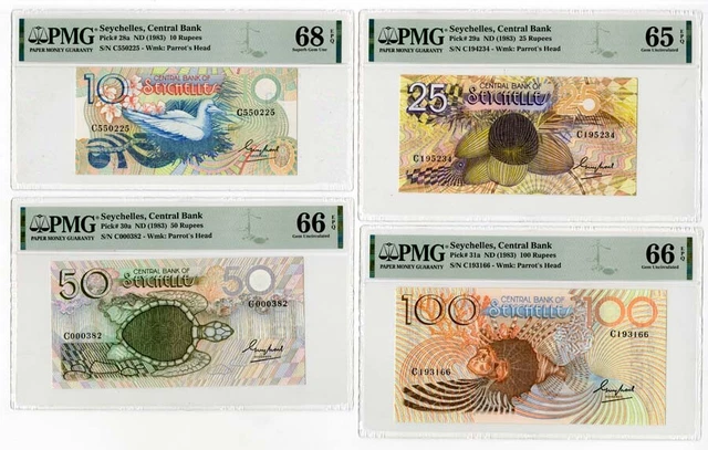 Central Bank of Seychelles, ND (1983) Issued Banknote Quartet