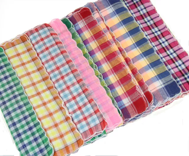 Womens Mixed Color Hankerchiefs Ladies Printed Cotton Handkerchief 12PCS