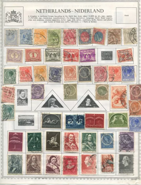 Collection of stamps from Netherlands, Curacao, Surinam on album pages (229)