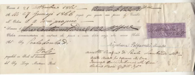 Gg359-Cambiale Da Cesena 1865 Con Marca Da Bollo 15 Cent