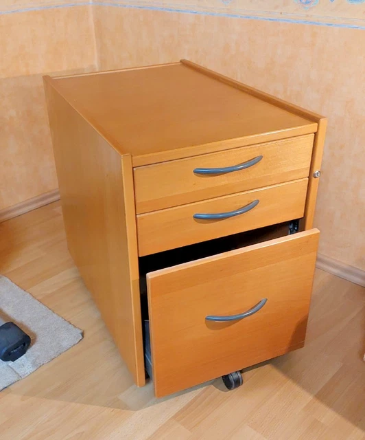 IKEA Effektiv Rollcontainer – 3 Schubladen, Buche Dunkel, 152.844.08 – Gebraucht IKEA Rollcontainer