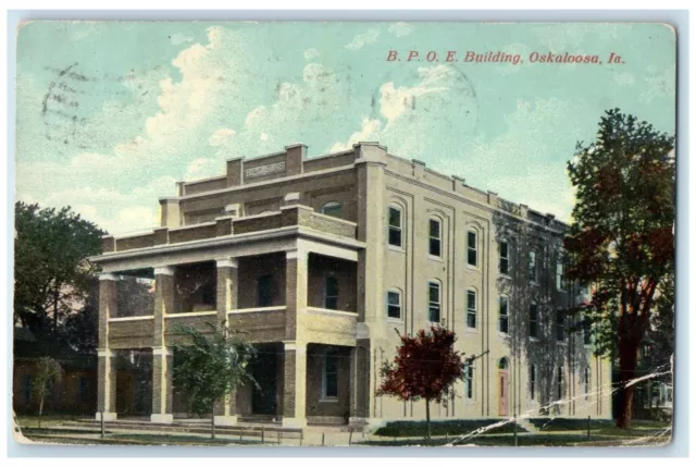 1911 BPOE Building Exterior Road Oskaloosa Iowa Vintage Antique Posted Postcard