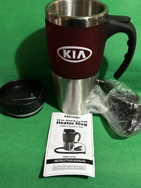 “KIA” Heated Insulated Portable 16 oz Travel Mug Stainless Steel