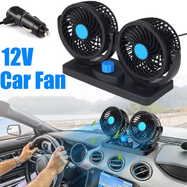 DUAL HEAD 12V Car Fan 360° Rotatable 2 Speed Car Auto Dashboard Cooling Air  Fan £6.95 - PicClick UK