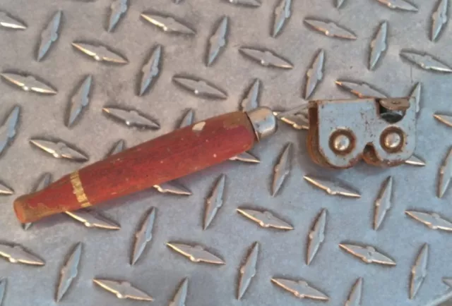 Vintage ECKO  A&J Knife Sharpener Pull Through with Red Wood Handle