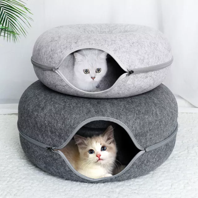 Lit Donut rond pour Chat Chien Apaisant Comfy Tapis Couchage Panier Nid Lavable