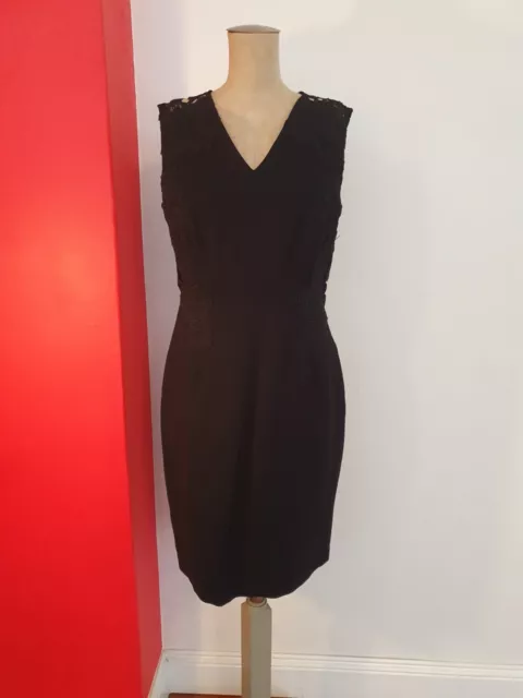 Jane Lamerton Shift Dress 10 Black & Lace Detail in upper Part