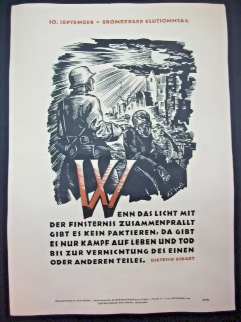 W.w.2 German War Poster / Leaflet  ''Bloody Sunday Of Bromberg Sep. 10 1939''
