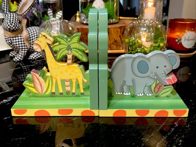 Fantasy Fields Sunny Safari Kids Bookend Set Elephant Graffiti Zebra Nursery