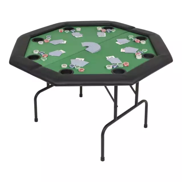 8-Players Folding Poker Tabletop Foldable Card Game Casino Party Table Green