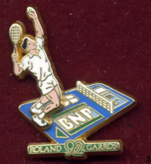 Pin's Roland Garros 1992 -  BNP (cartouche 1992 vert)  - Arthus Bertrand