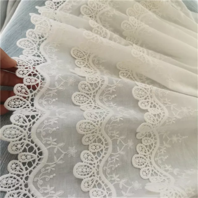 1 Yd Cotton Floral Embroidery Lace Trim Dress Curtain Fabric Ribbon Sewing Gift