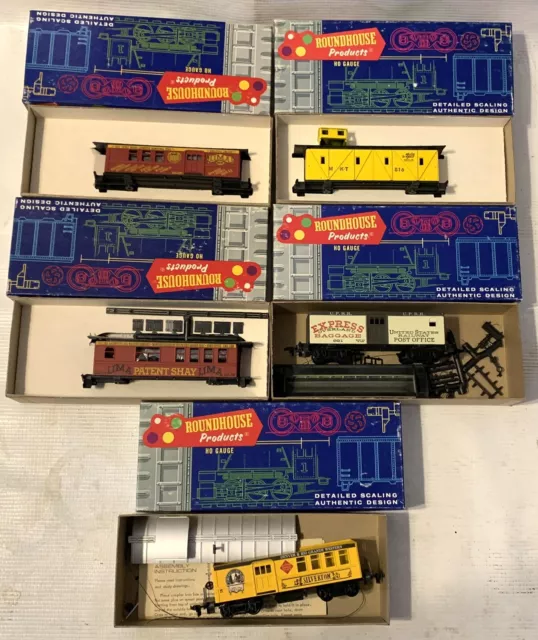 Roundhouse HO Scale Caboose Baggage Passenger Business Cars Kits Lot Of 5 New