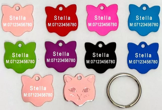 Engraved Pet Tag Personalised ID Tags Name Disc Pet Cat Tags Animal Cat Collar