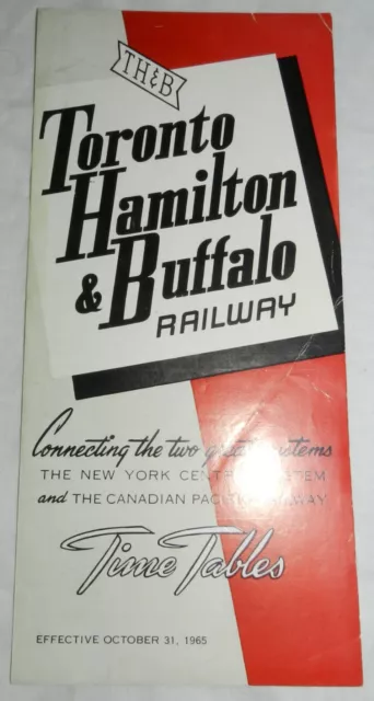 Vintage 1965 Toronto Hamilton & Buffalo Railway Public Time Table