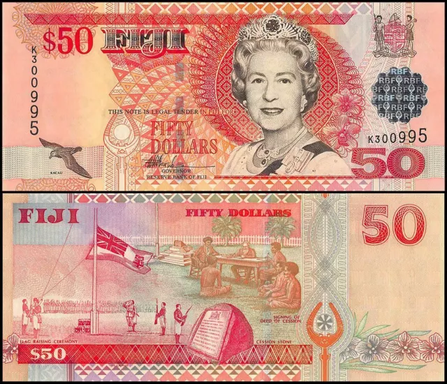 Fiji 50 Dollars, 2002 ND, P-108a, UNC