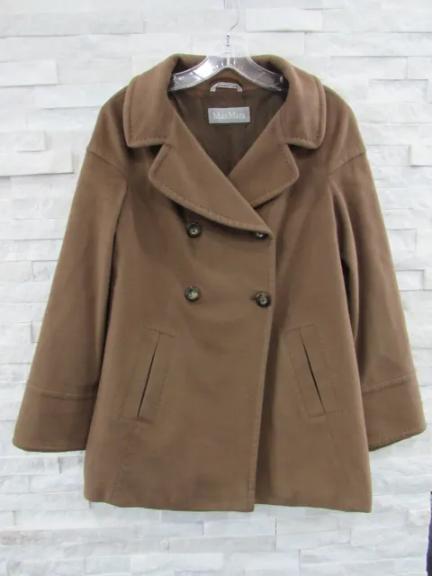 Max Mara Teddy Bear Brown Plush Wool Classic A-Line Peacoat Jacket Coat US 8