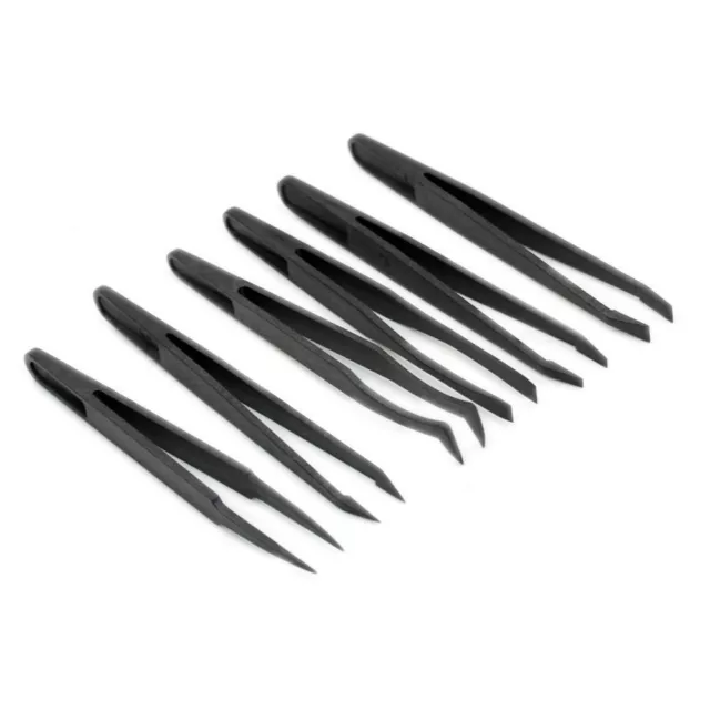 6PC Statisch Anti Tweezer Black Set Size Kit Tool 1/2/3/5/6/8 Precision