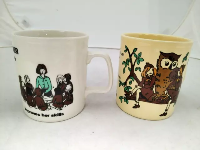 Pair Of Ceramic Brownie Guide Law & Young Leader Guide Mugs