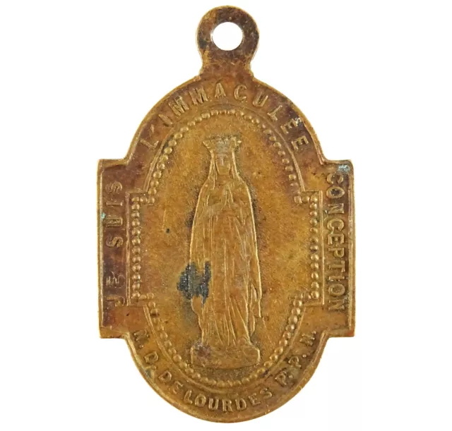 OUR LADY OF Lourdes Antique Medal Pendant Notre Dame de Lourdes ...