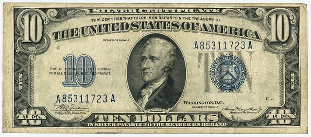 FR #1702 $10 1934 Silver Certificate DC-6314