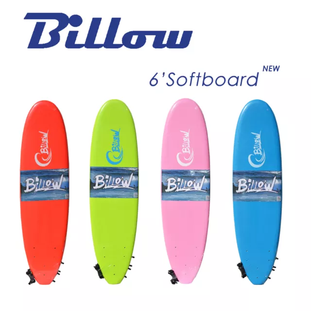 Billow 6' Soft Surfboard 6ft SoftBoard with Leash & Fins