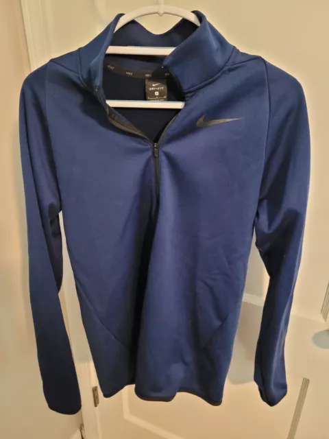 NIKE DRI-FIT 1/4 Zip Long-Sleeve Pullover Sweatshirt Navy Blue Size ...