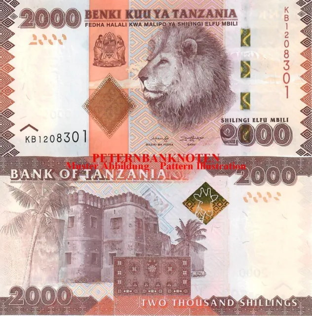 TANSANIA / TANZANIA  2000 Shillings 2020 ND Unc  P. NEW   6250# Kassenfrisch..