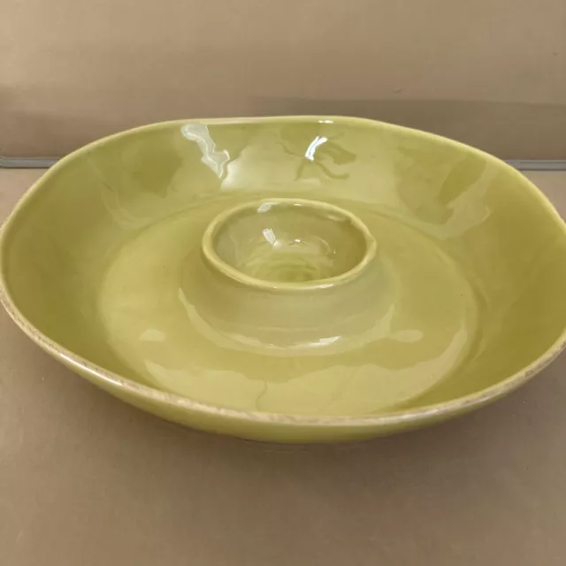 CRATE & BARREL Chip And Dip Serving Bowl 13.5"  Green