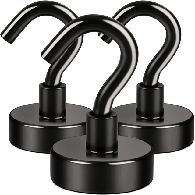 Black Magnetic Hooks 25LB for Cruise, Grill, Towel, Indoor Hanging, Kitchen, Wor