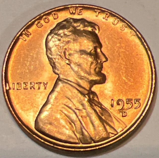 BU 1955-D LINCOLN WHEAT PENNY Denver Mint Uncirculated Cent USA ACTUAL PHOTOS A3