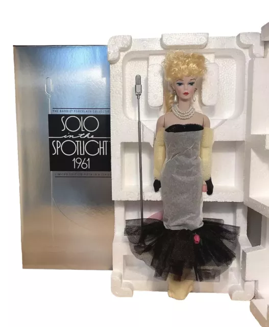 Solo in the Spotlight 1961 Barbie Doll Porcelain Limited Edition 1989 Mattel NEW