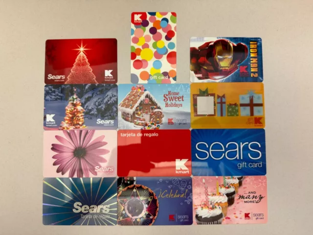SEARS & KMART lot of 12 different new & used collectible gift cards
