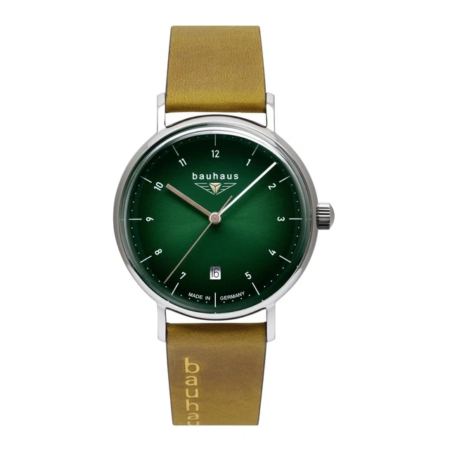 Bauhaus 2141-4 Donna Quadrante Verde pelle Marrone Cinturino Orologio da Polso