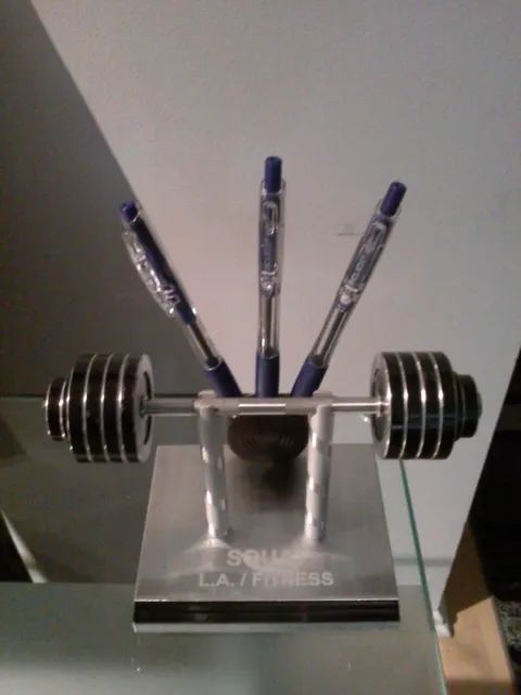 Hand Made Barbell Trophy With Removable Weights