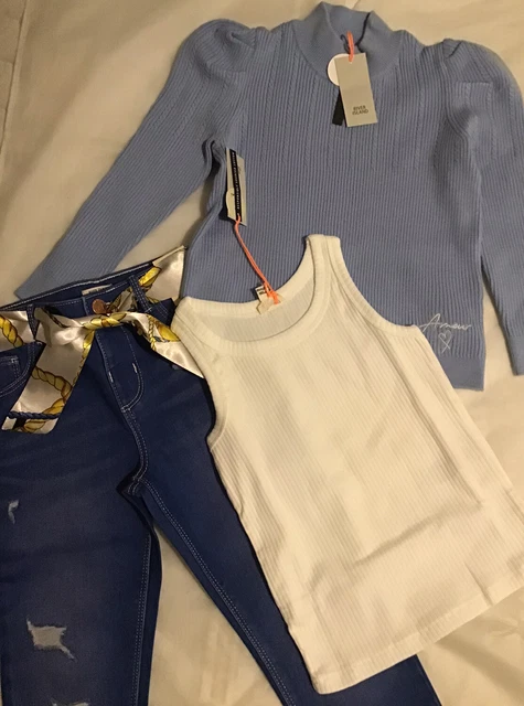 River island mini girls aged 4-5 Years blue amour jumper outfit BNWT 2