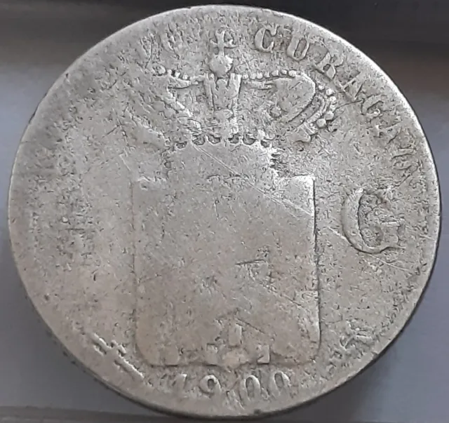 Curacao 1/4 Gulden 1900 KM#35 Silver Queen Wilhelmina (3825)
