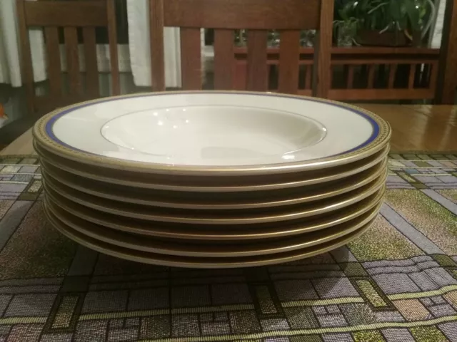 Syracuse China O.P.CO OLD IVORY WAYNE Cobalt Blue 8.75” Soup Plate (SET of 7)