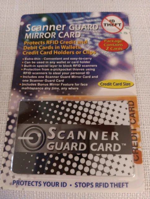 Scanner Guard Card Mirror Blocks RFID Protects Credit/Debit Cards Wallet 2 per