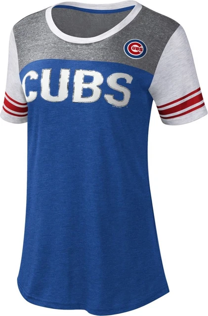 MLB Women's Grand Slam Short Slv Round Neck Tee Chicago Cubs L NEW A496927