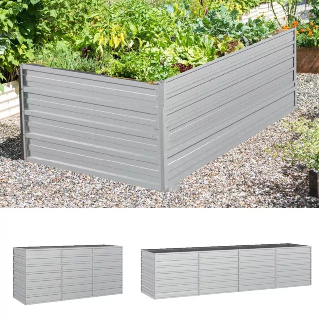 1.6-6m Hochbeet Metall Gemüsebeet Pflanzbeet Garten Gemüse Pflanzkasten-Silbern