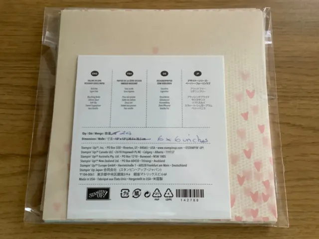 Stampin Up, Double Sided ‘Falling In Love’ DSP  - 24 Sheets - 6x6 Inches